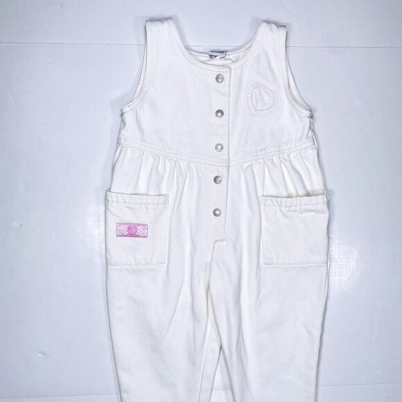 Vintage Jordache Girls Lace Bubble Denim Overalls Longall Romper Outfit 4 - Picture 4 of 16